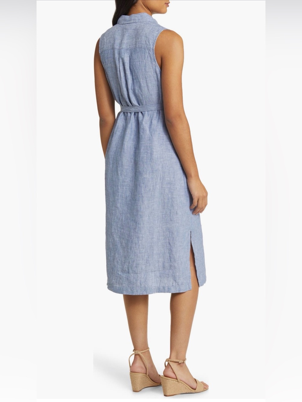 Tommy Bahama Sleeveless Button-Front Chambray Midi Dress in Light Blue - Picture 2 of 6